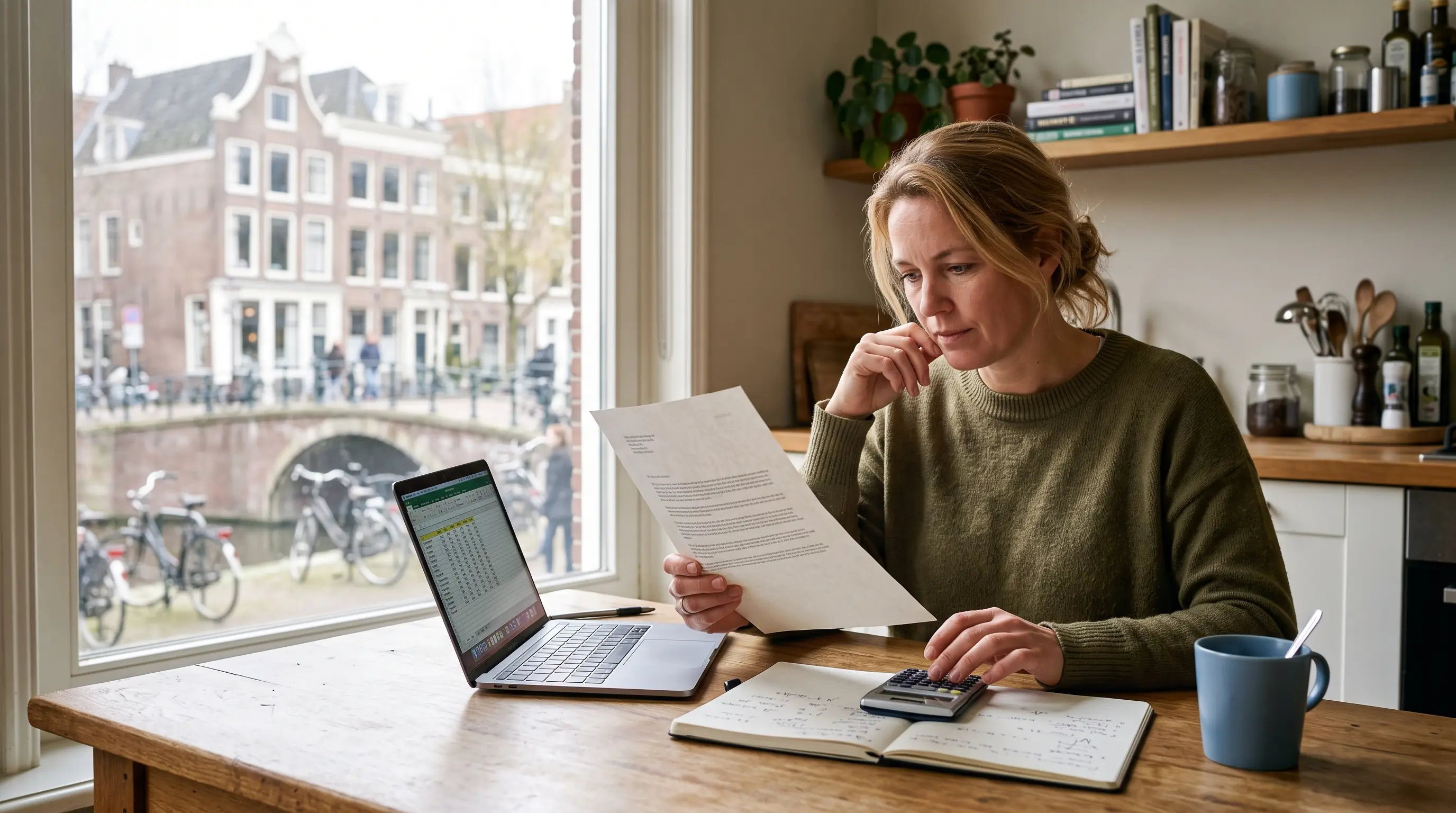 Rekenmachine en ontslagbrief op tafel bij het berekenen van een transitievergoeding